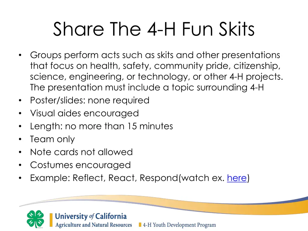 share the 4 h fun skits