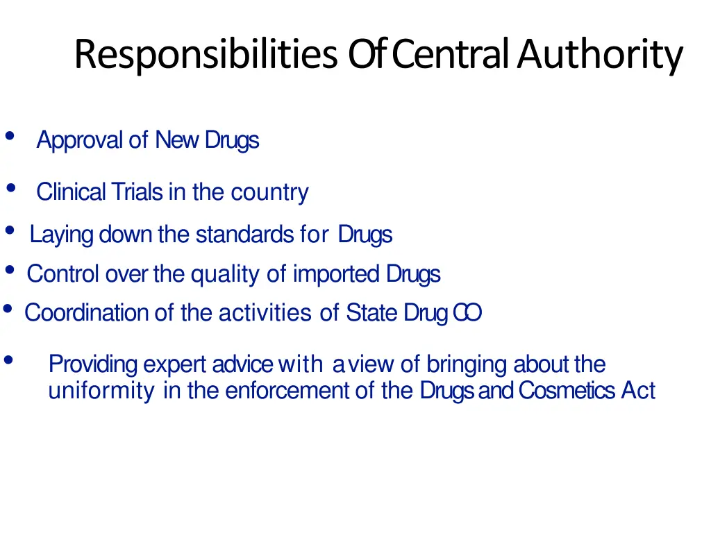 responsibilities of centralauthority