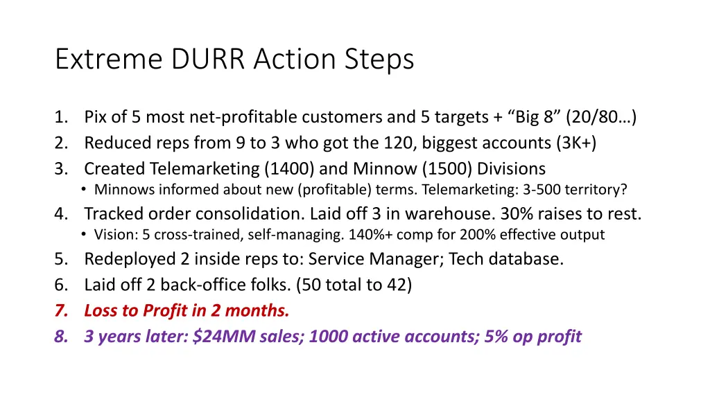 extreme durr action steps