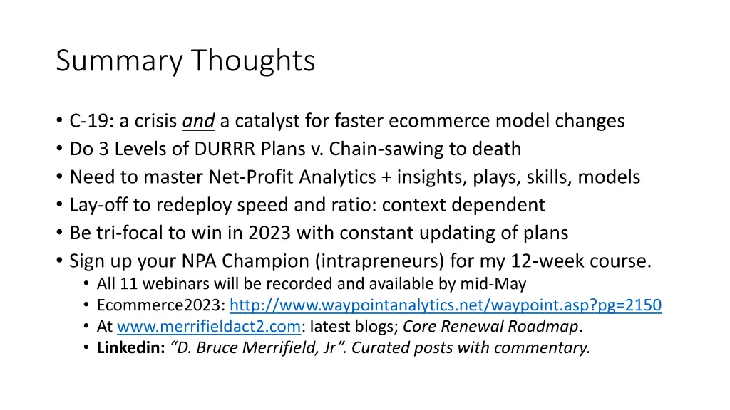 summary thoughts
