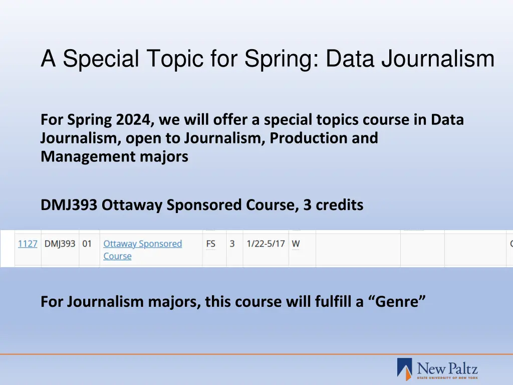 a special topic for spring data journalism