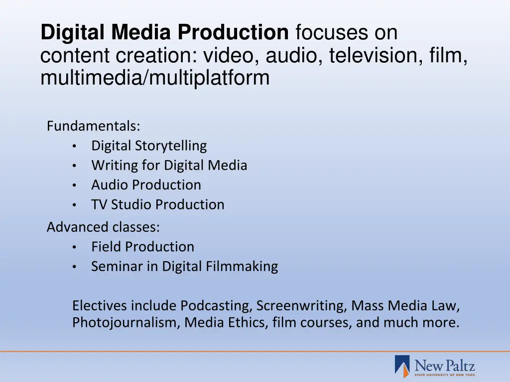 digital media production focuses on content