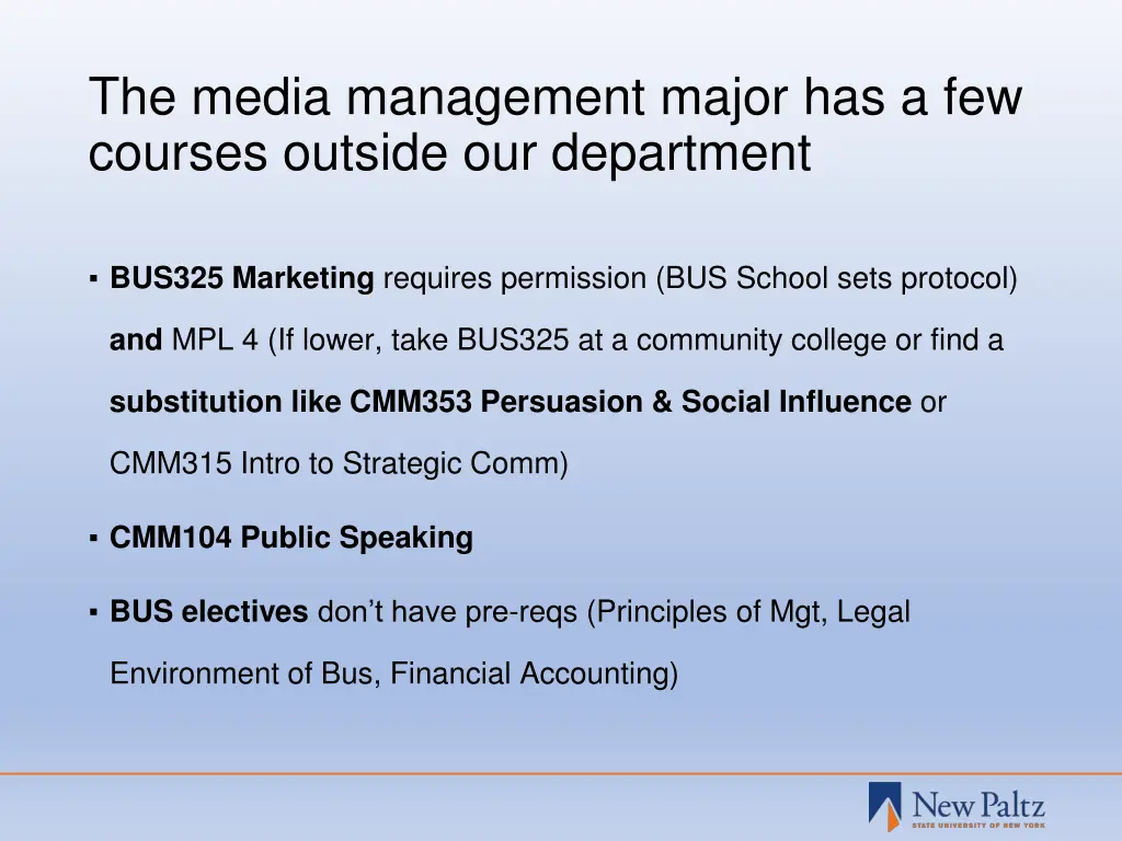 the media management major has a few courses