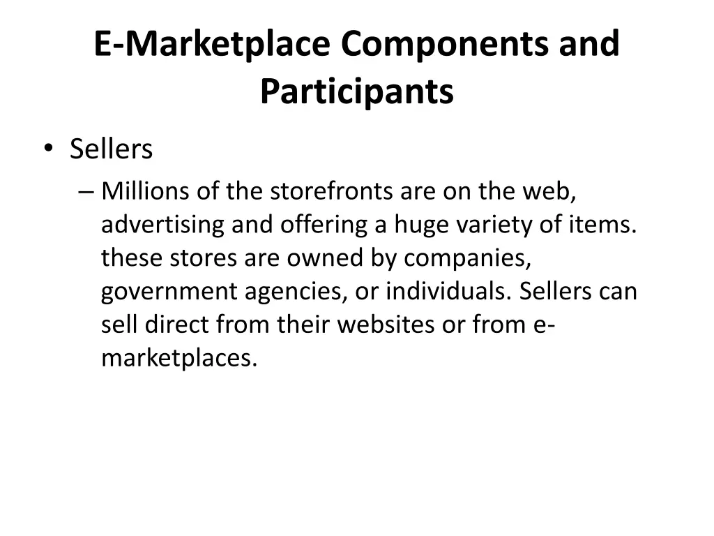 e marketplace components and participants 1