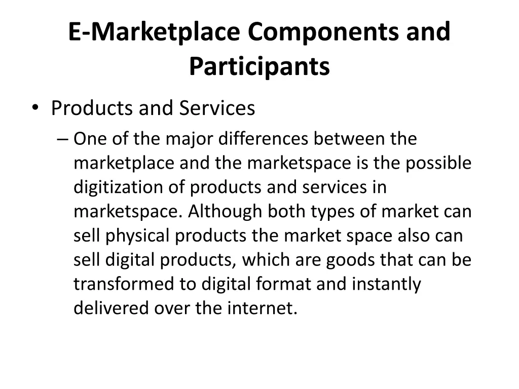 e marketplace components and participants 2
