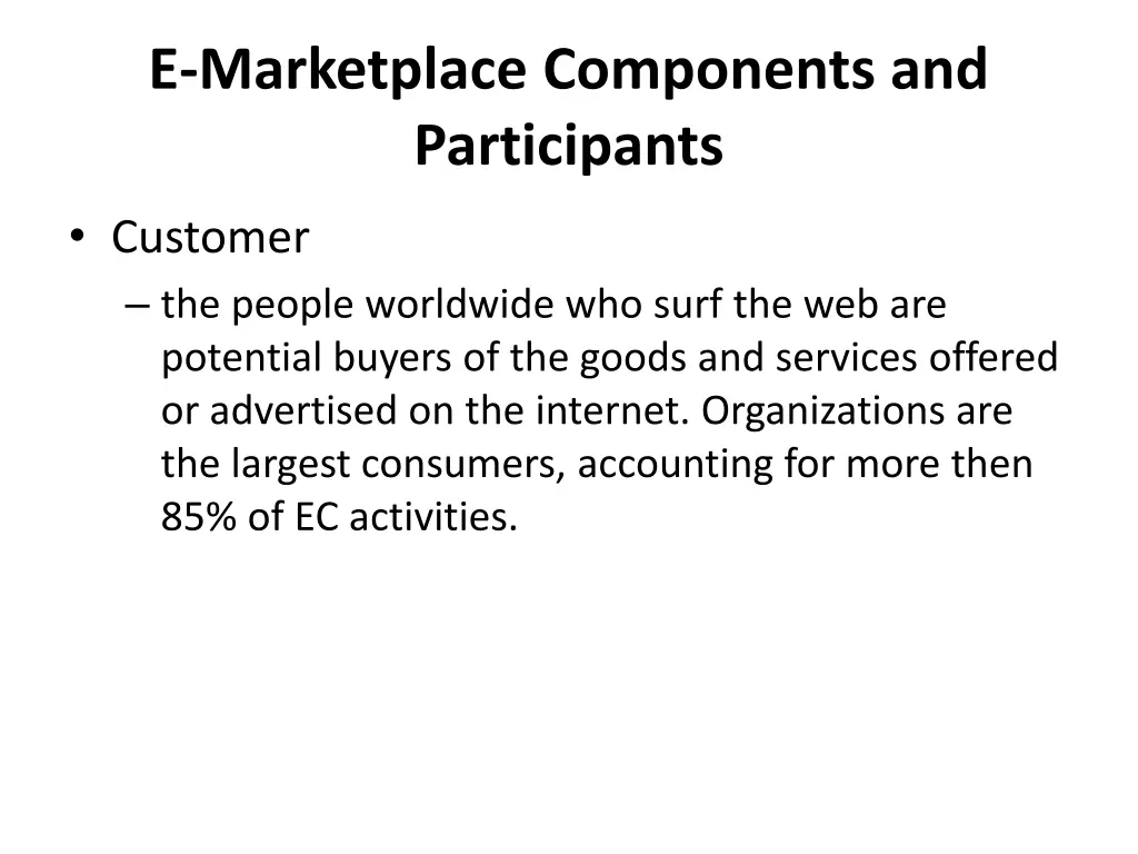 e marketplace components and participants