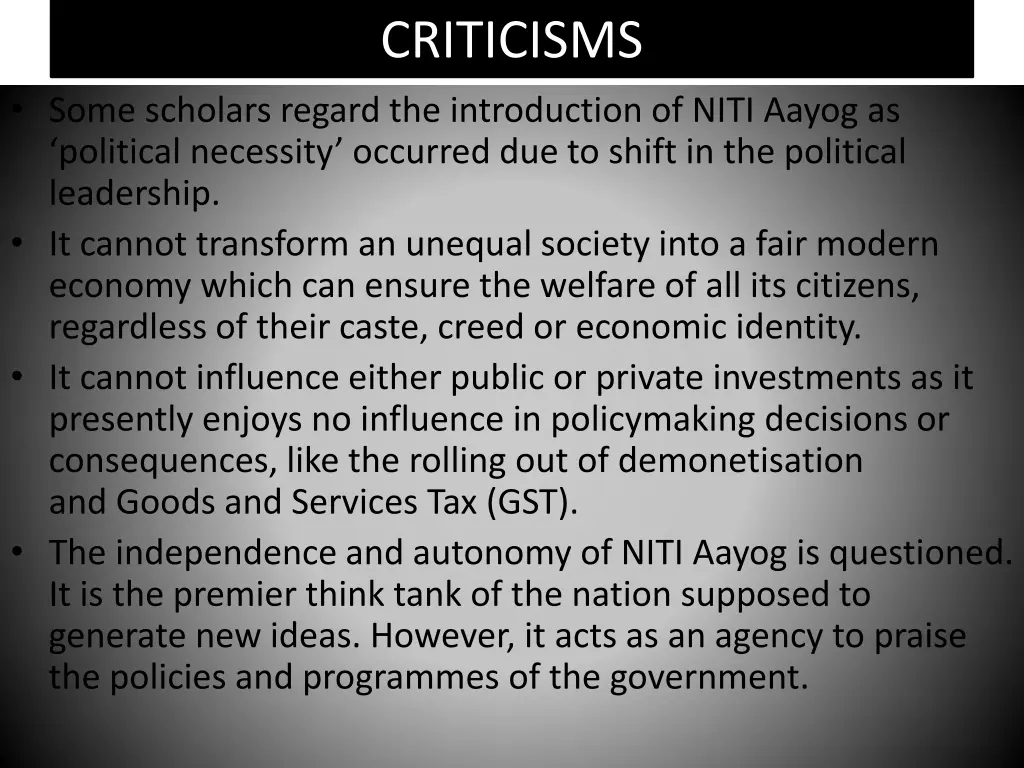 criticisms