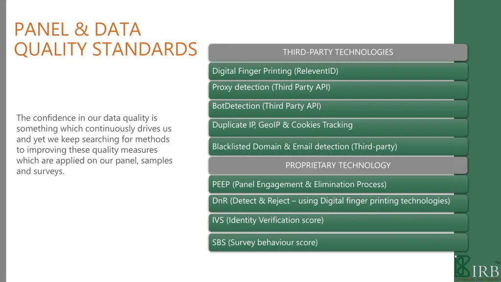 panel data quality standards