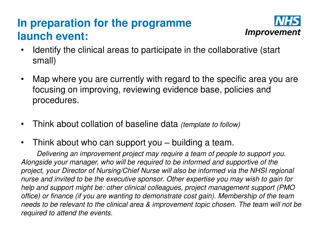 in preparation for the programme launch event