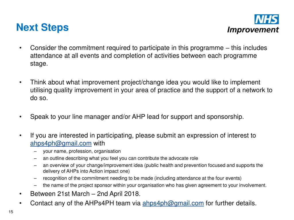 next steps