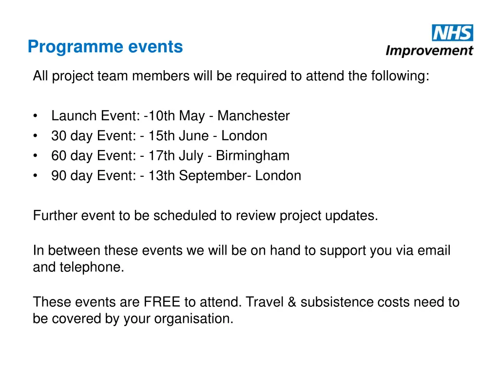 programme events