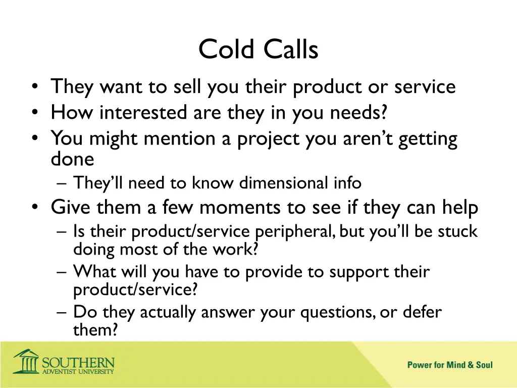 cold calls