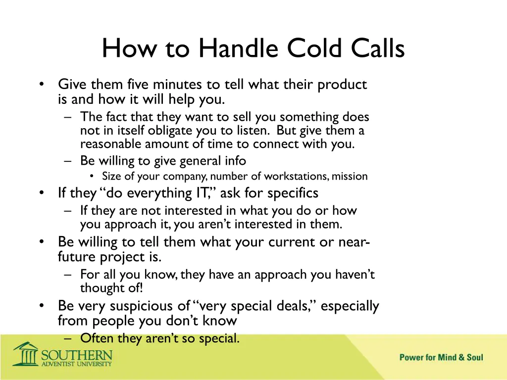 how to handle cold calls