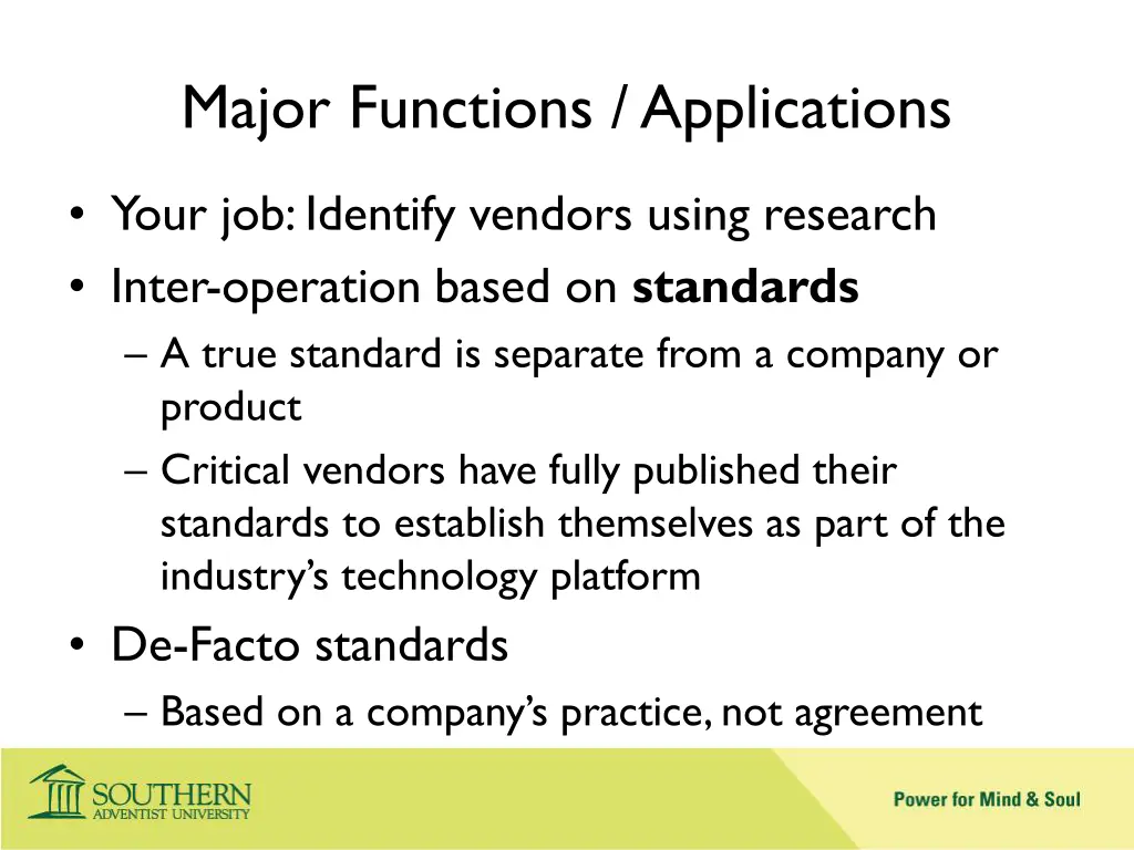 major functions applications