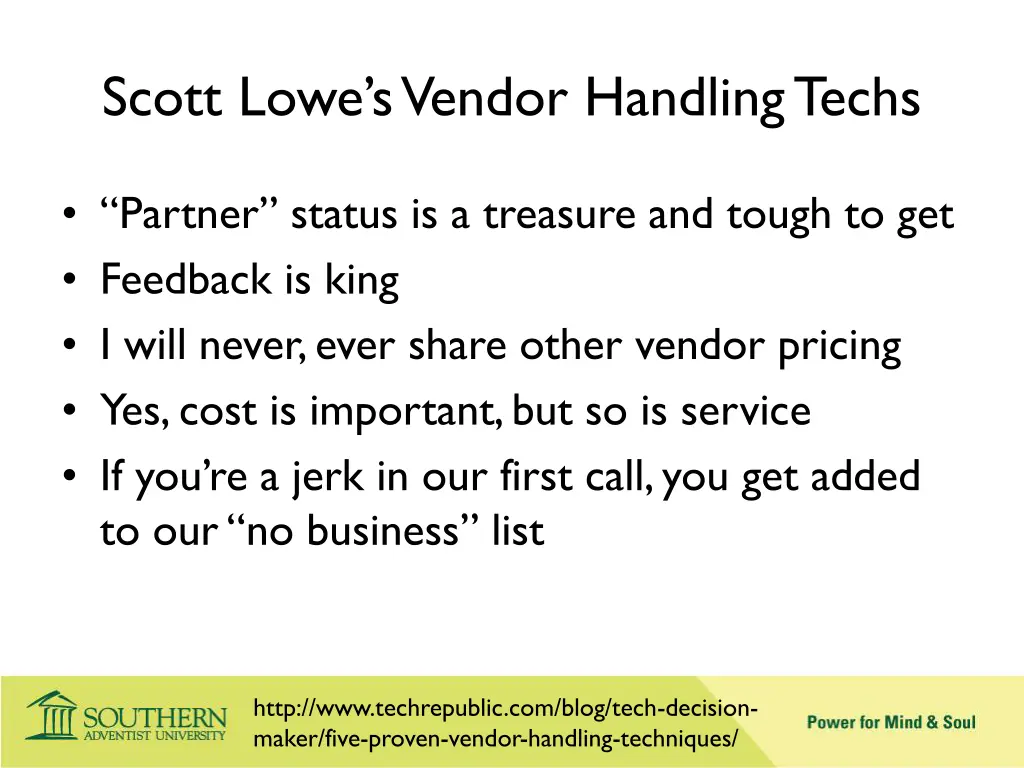 scott lowe s vendor handling techs