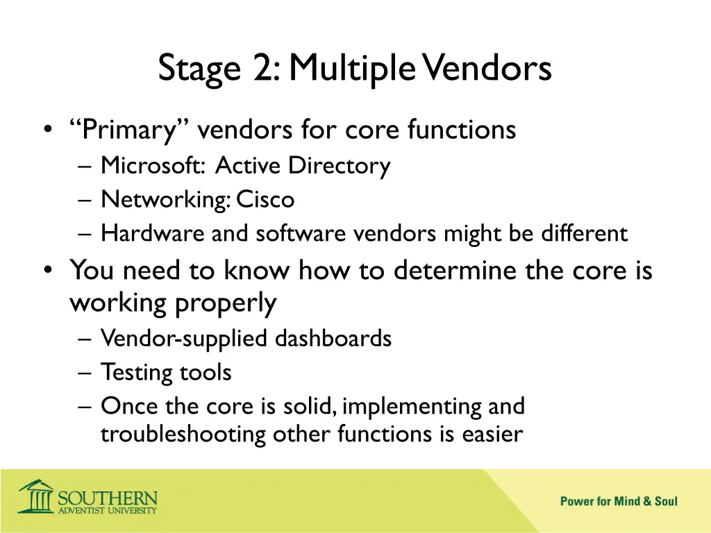 stage 2 multiple vendors