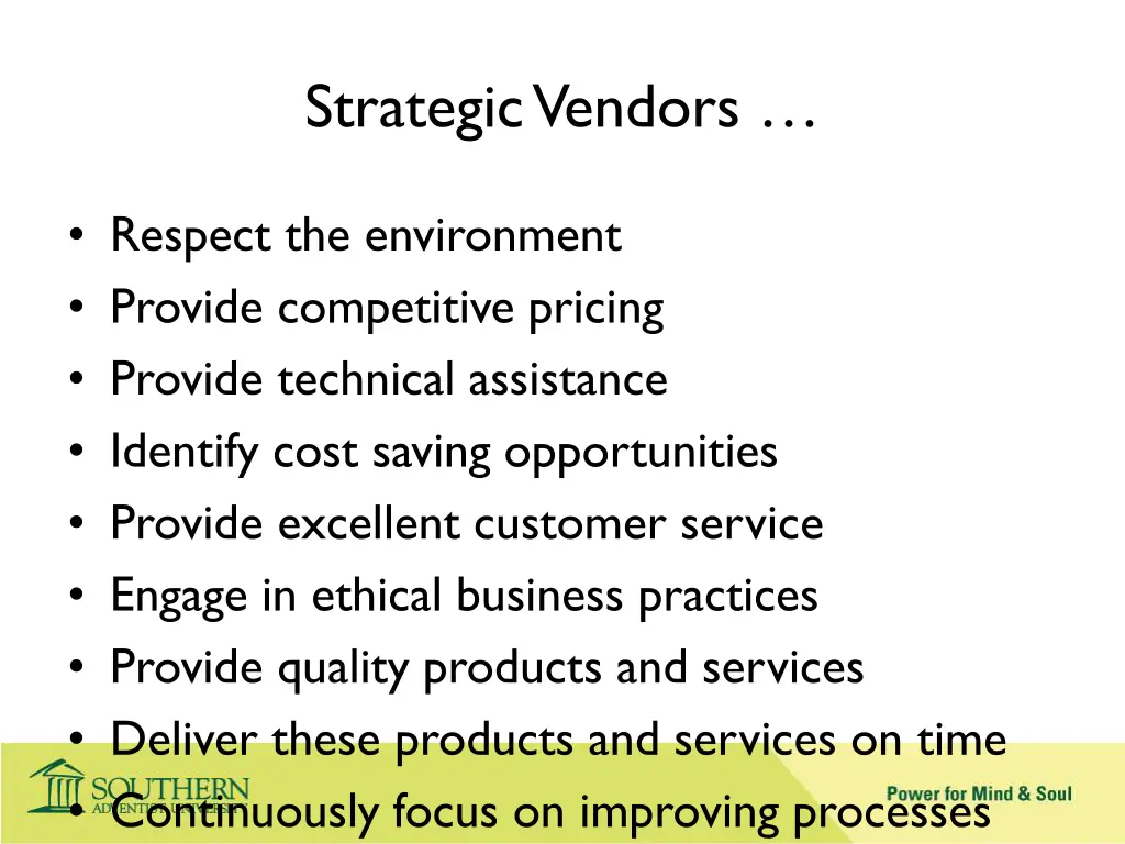 strategic vendors