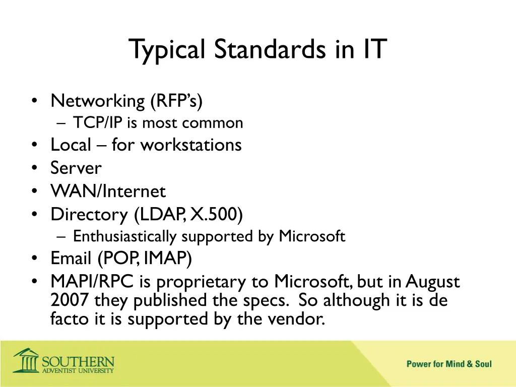 typical standards in it