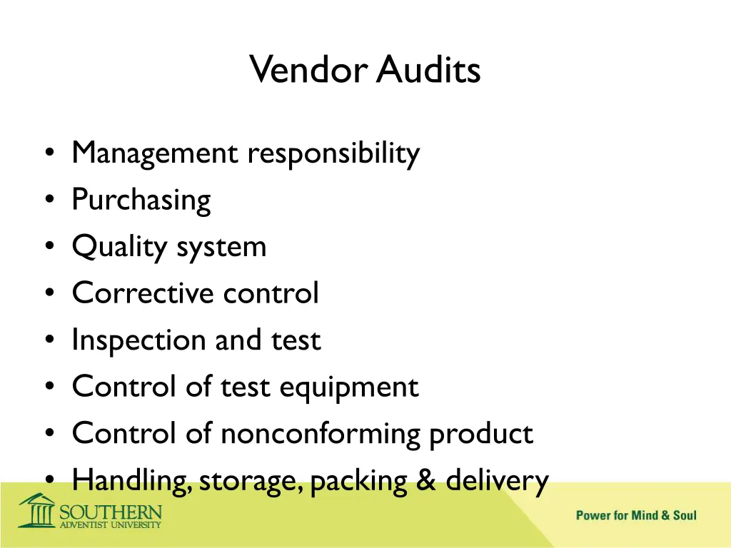 vendor audits