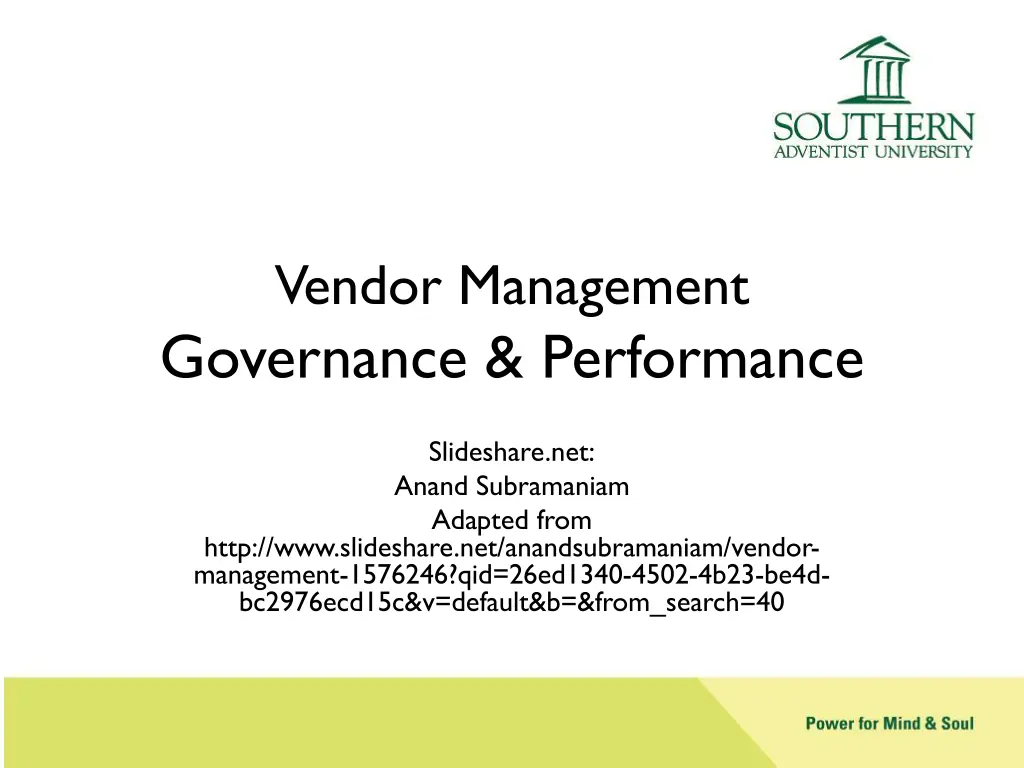 vendor management governance performance