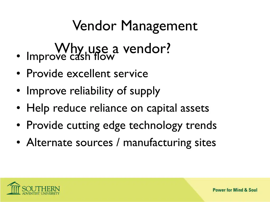 vendor management why use a vendor