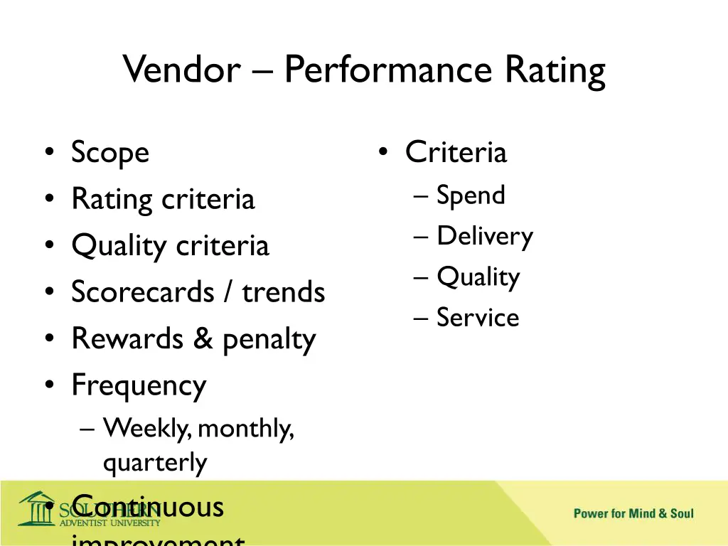 vendor performance rating