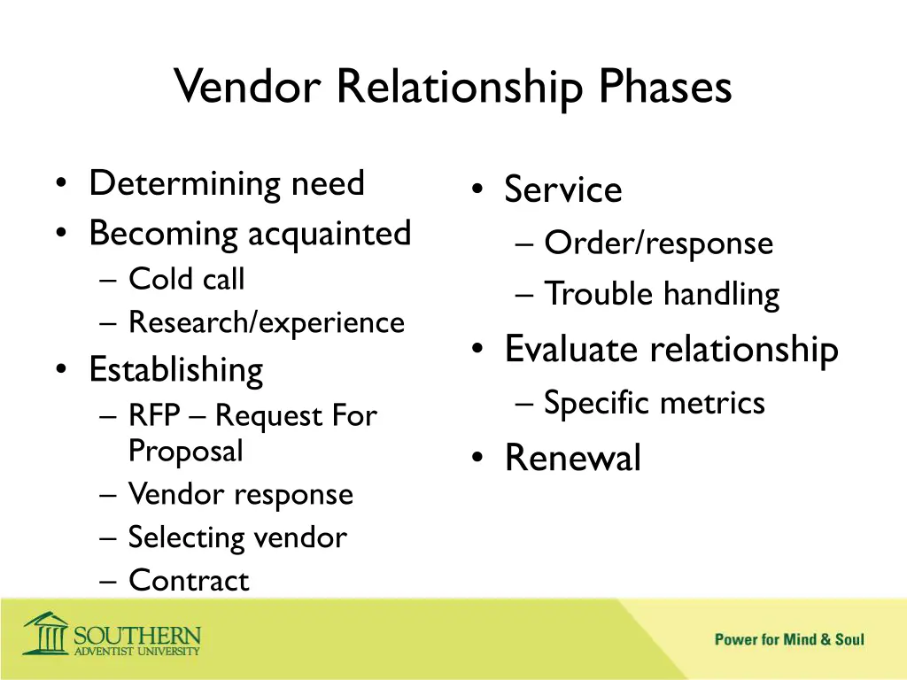 vendor relationship phases