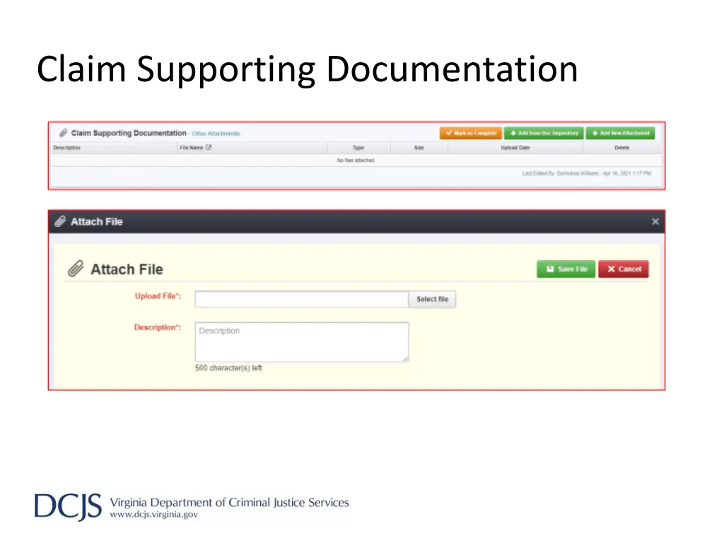claim supporting documentation