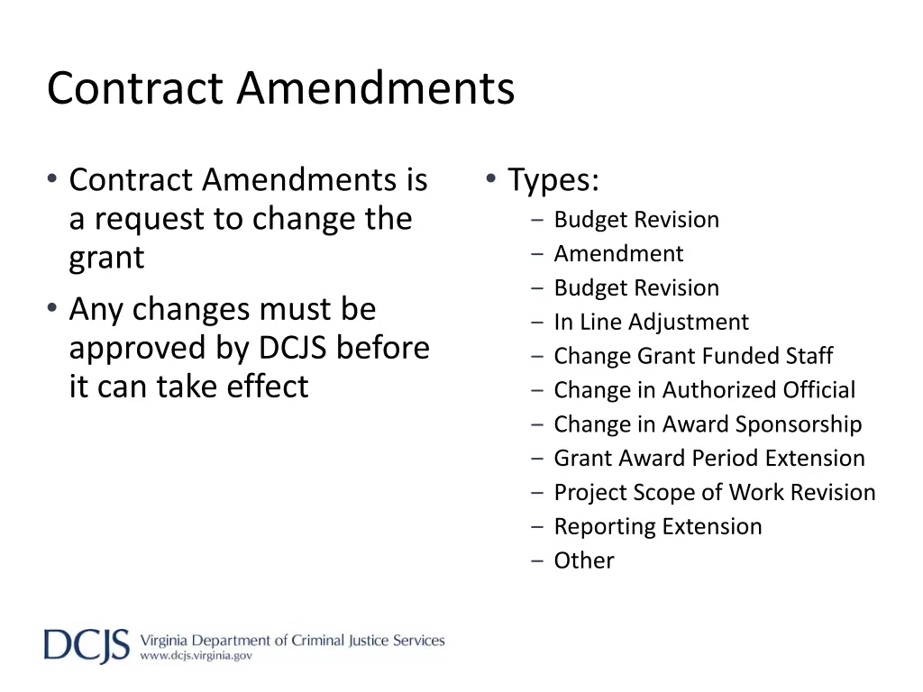 contract amendments