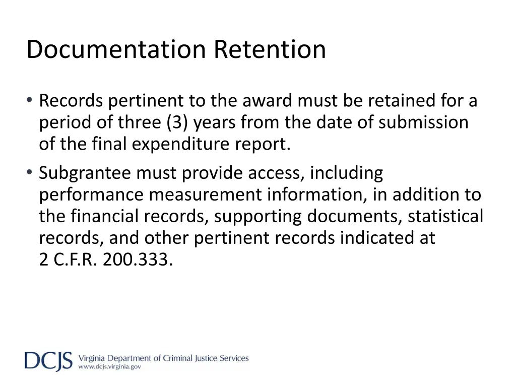 documentation retention