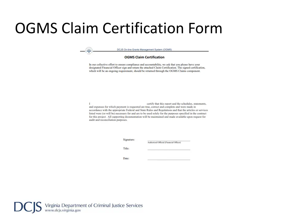 ogms claim certification form