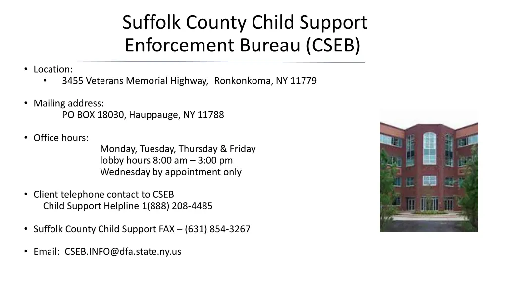 suffolk county child support enforcement bureau