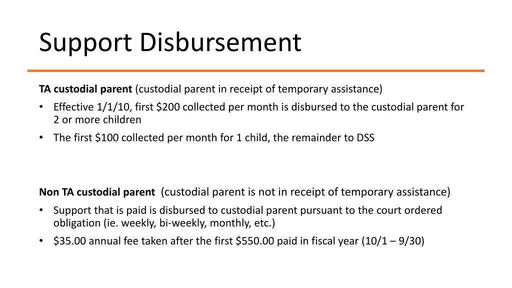 support disbursement