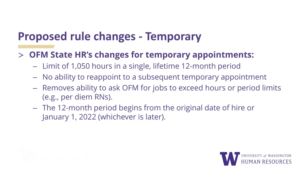 proposed rule changes temporary