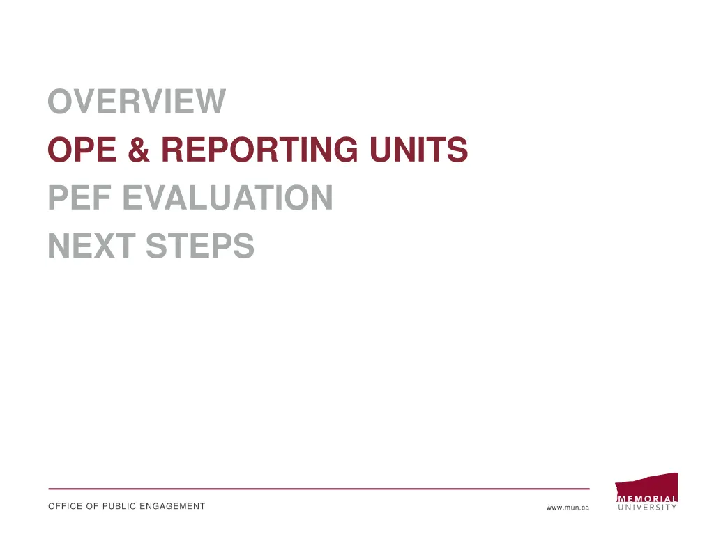 overview ope reporting units pef evaluation next 1