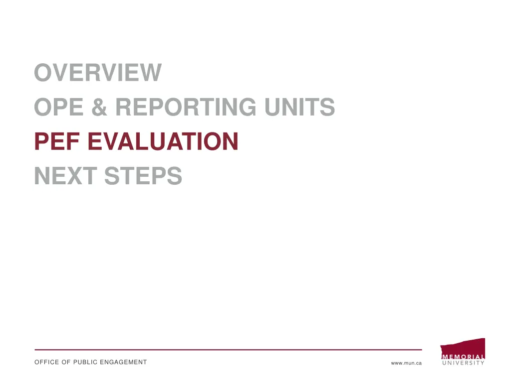 overview ope reporting units pef evaluation next 2