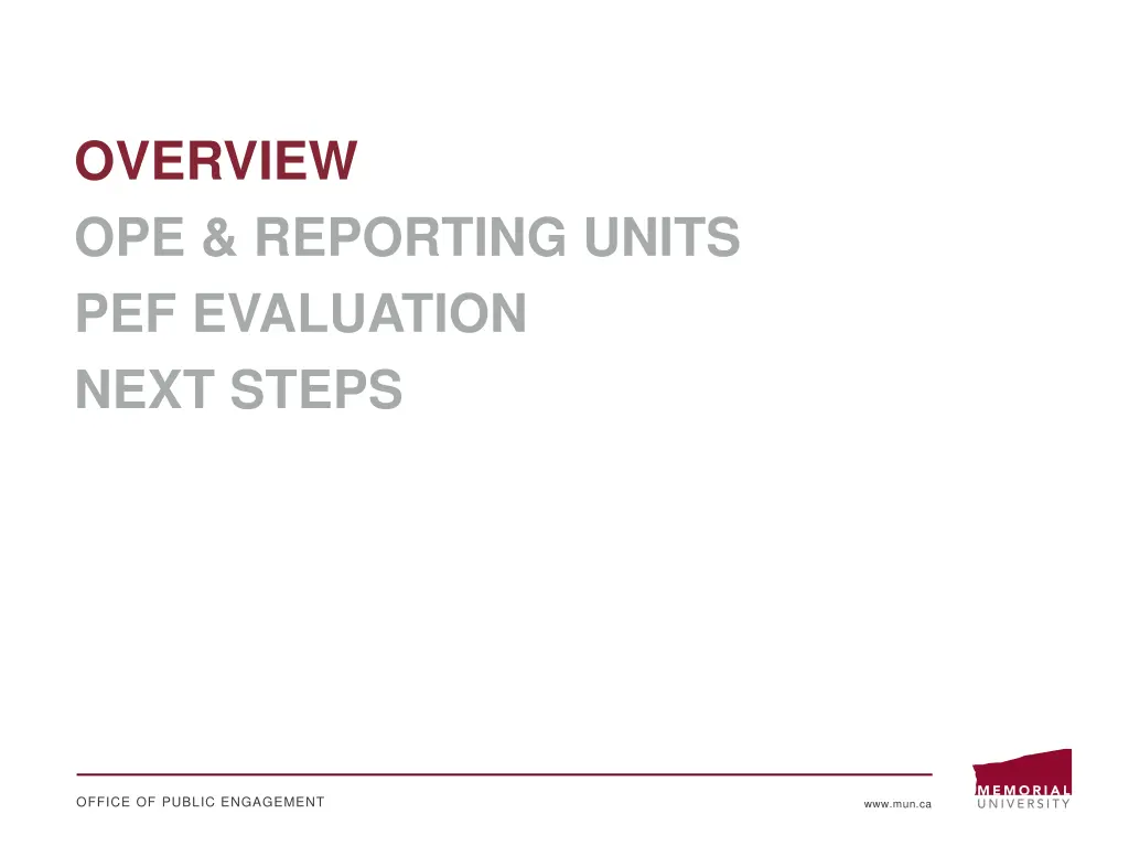 overview ope reporting units pef evaluation next