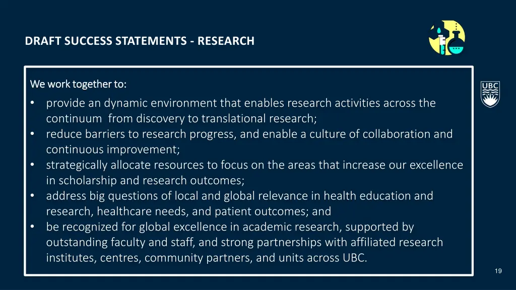 draft success statements research