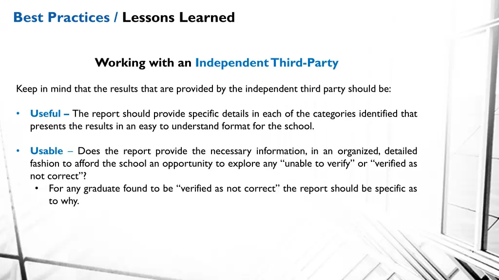 best practices lessons learned 3