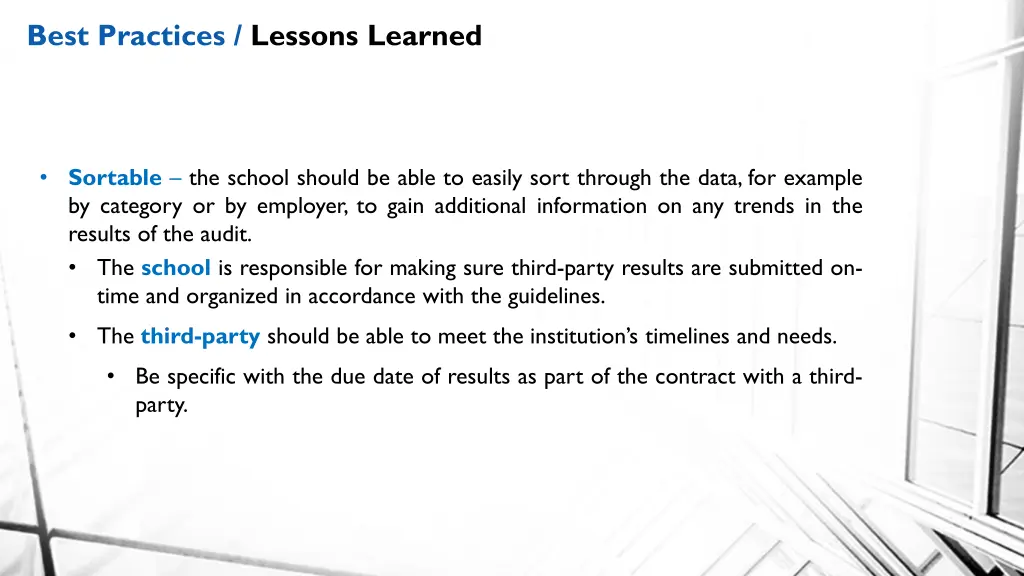 best practices lessons learned 4