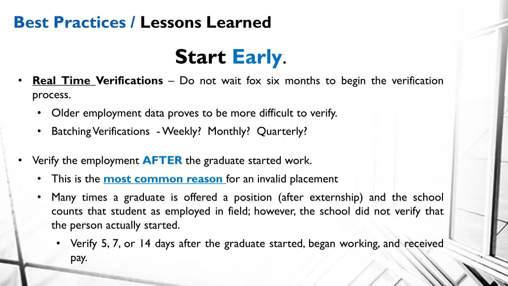 best practices lessons learned 5