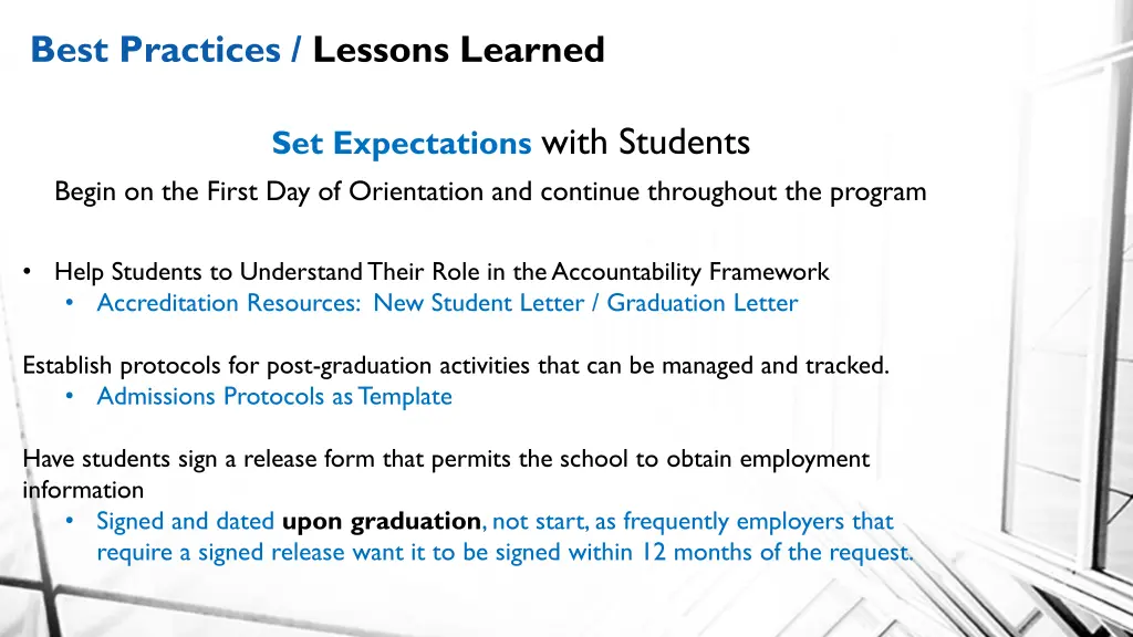 best practices lessons learned 7