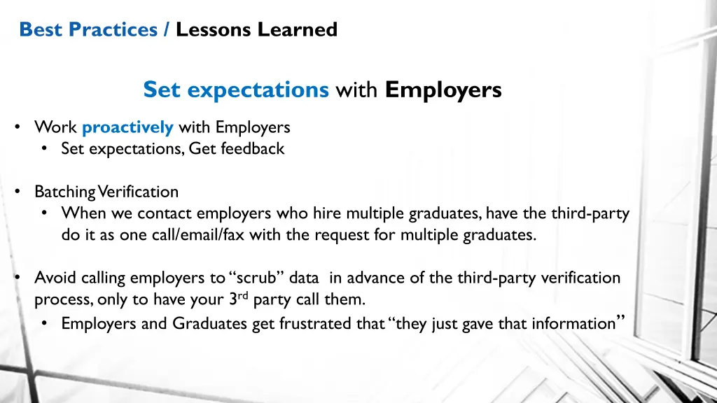 best practices lessons learned 9