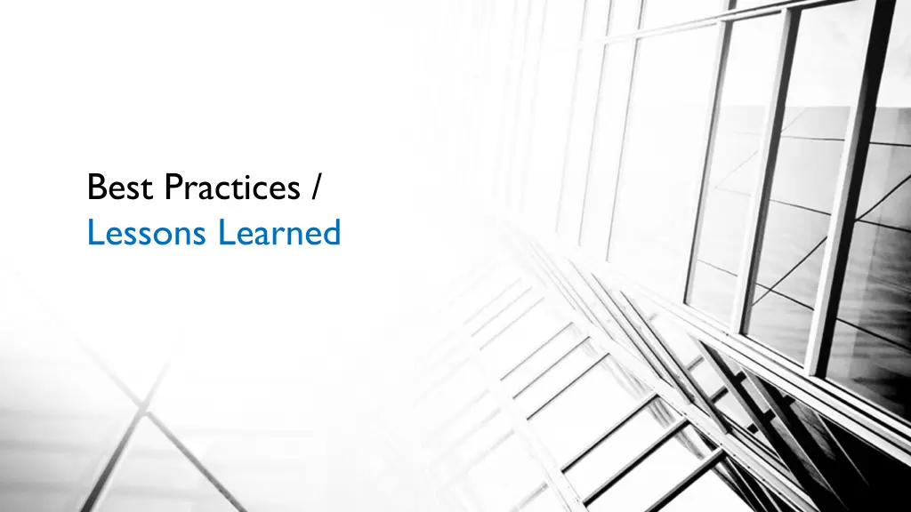 best practices lessons learned