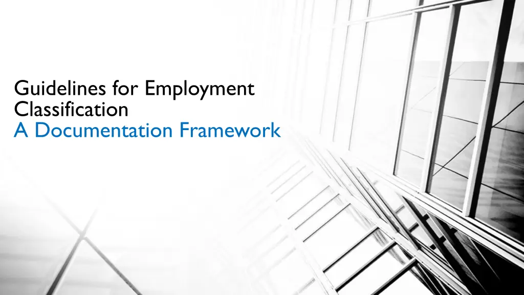 guidelines for employment classification
