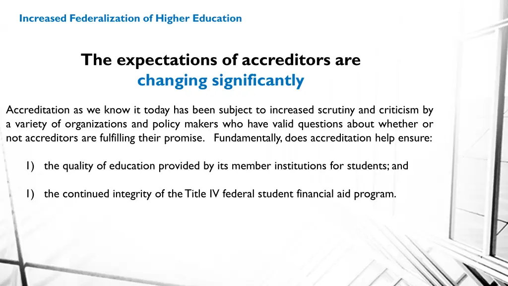 increased federalization of higher education