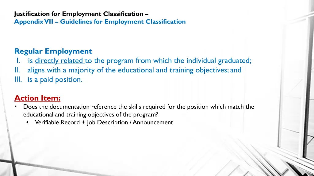 justification for employment classification 2