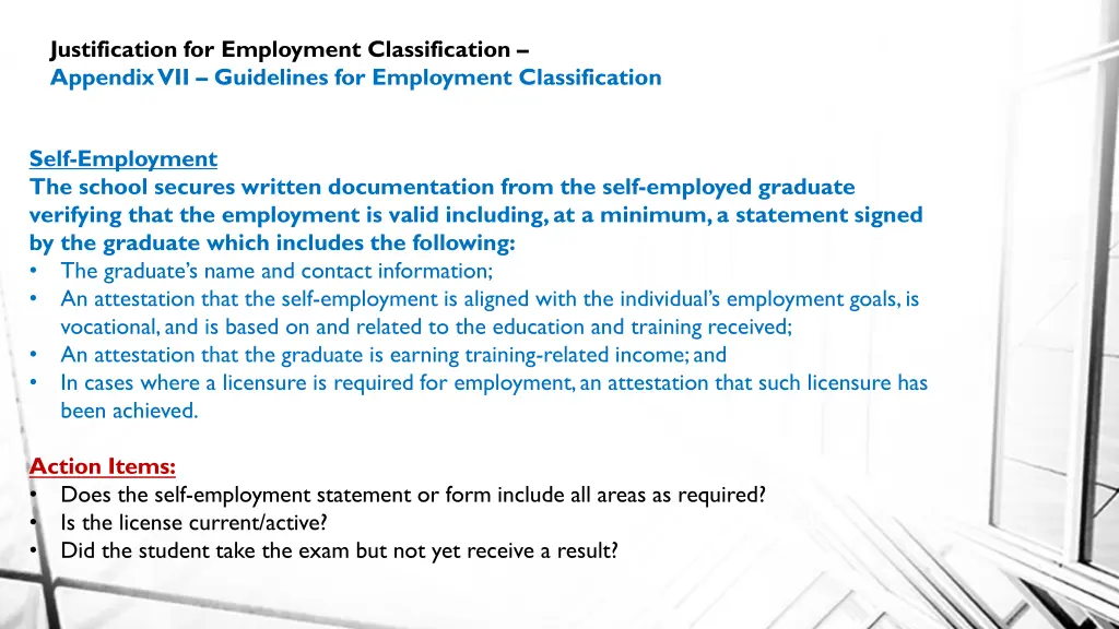 justification for employment classification 3