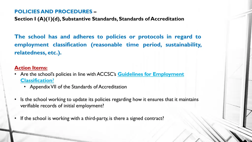 policies and procedures section