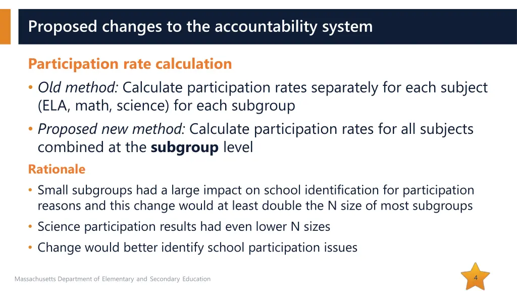 proposed changes to the accountability system